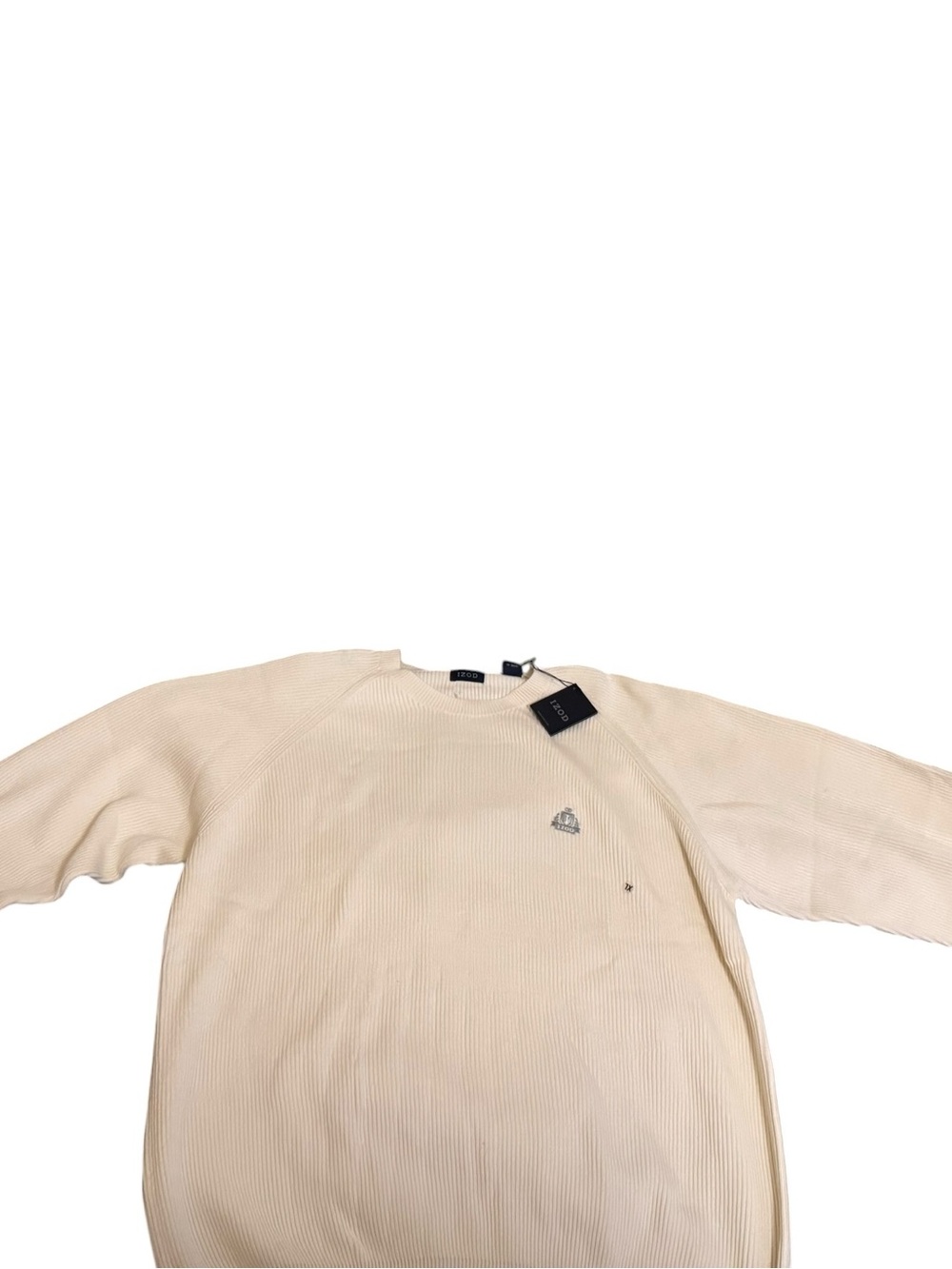 NWT Izod  Men's Cream Ribbed Crewneck Sweater Size XL